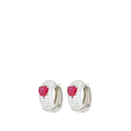 Moscova hoop earrings in rhodium-plated silver with zircons - CUORI MILANO