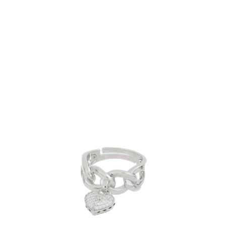 Anastasia ring in rhodium-plated silver with heart pendant decorated with zircons - CUORI MILANO