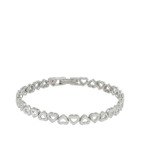 Frozen Queen bracelet in rhodium-plated silver with hearts decorated with zircons and ruby - CUORI MILANO