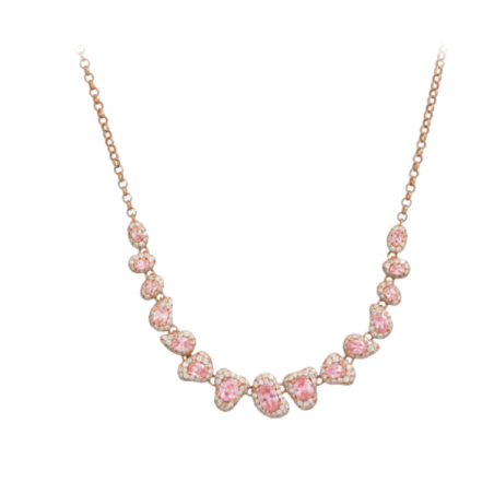 Ciottolina necklace in pink silver with white and pink zircons - CUORI MILANO