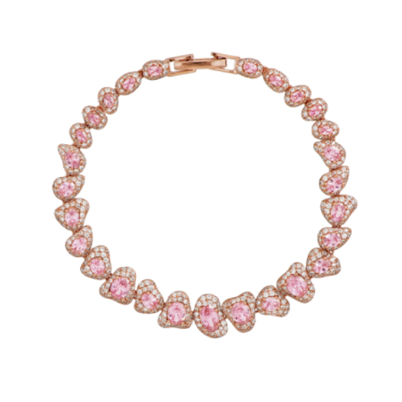 Ciottolina bracelet in pink silver with pink zircons and pavé of white zircons - CUORI MILANO