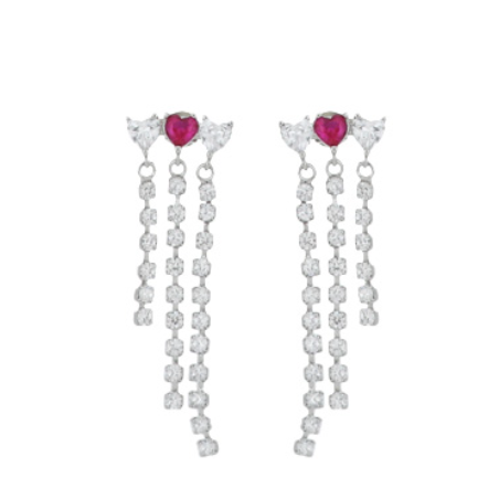 Frozen Queen earrings in rhodium-plated silver with zircons and ruby - CUORI MILANO