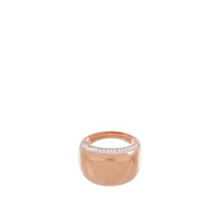 Ring in pink silver with pavé of white zircons - CUORI MILANO