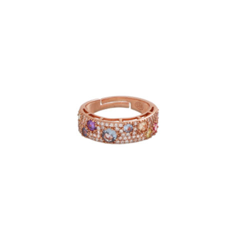 Polka-Doll pave ring in pinkish silver with colored zircons and pave white zircons - CUORI MILANO