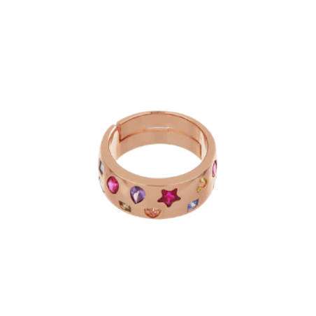Shiny Polka-Doll ring in pink silver with colored zircons - CUORI MILANO
