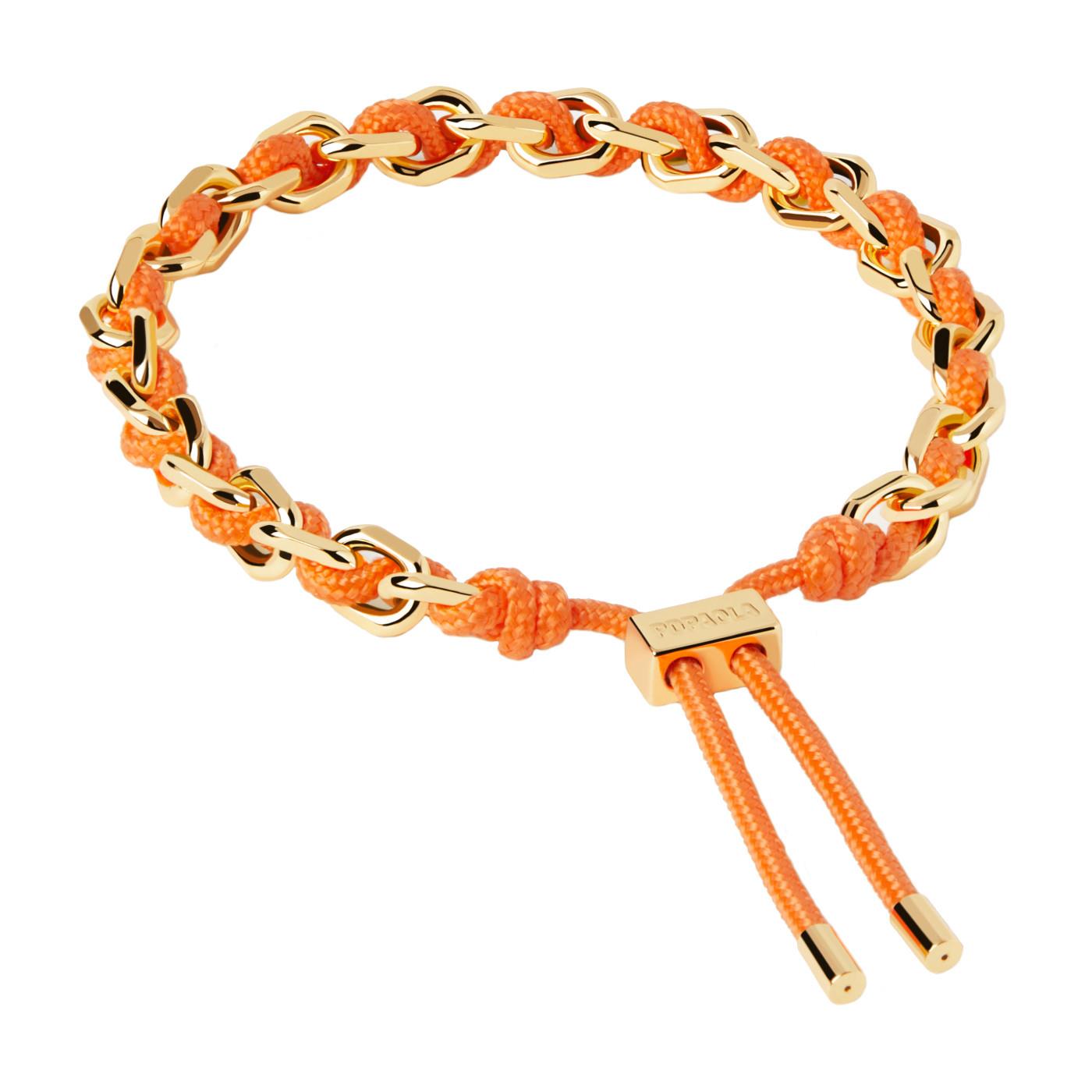 Bracciale Rope in argento placcato oro 18kt con corda arancione - PDPAOLA