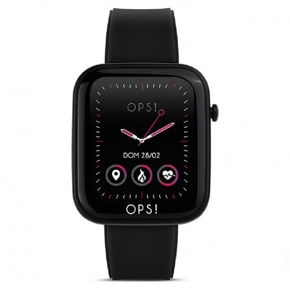 Reloj smartwatch activo, caja de 43mmx38mm con correa de silicona negra - OPS