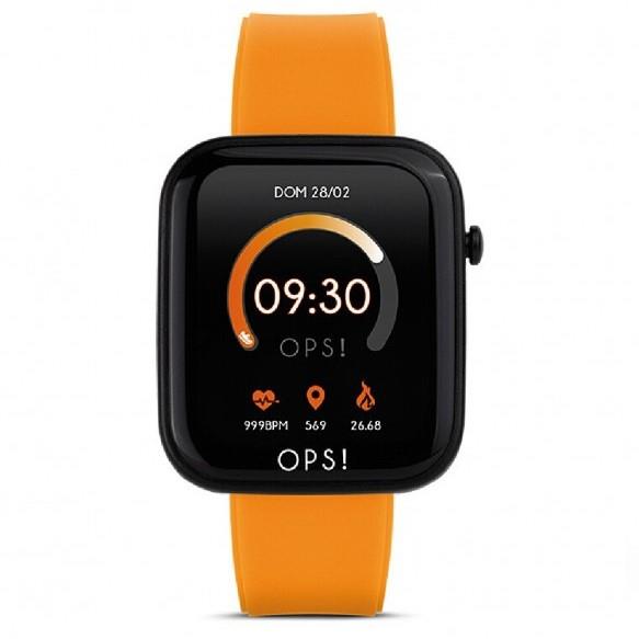 Active smartwatch watch, 43mmx38mm case with fluorescent orange silicone strap - OPS