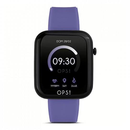 Reloj smartwatch activo, caja de 43mmx38mm con correa de silicona morada - OPS