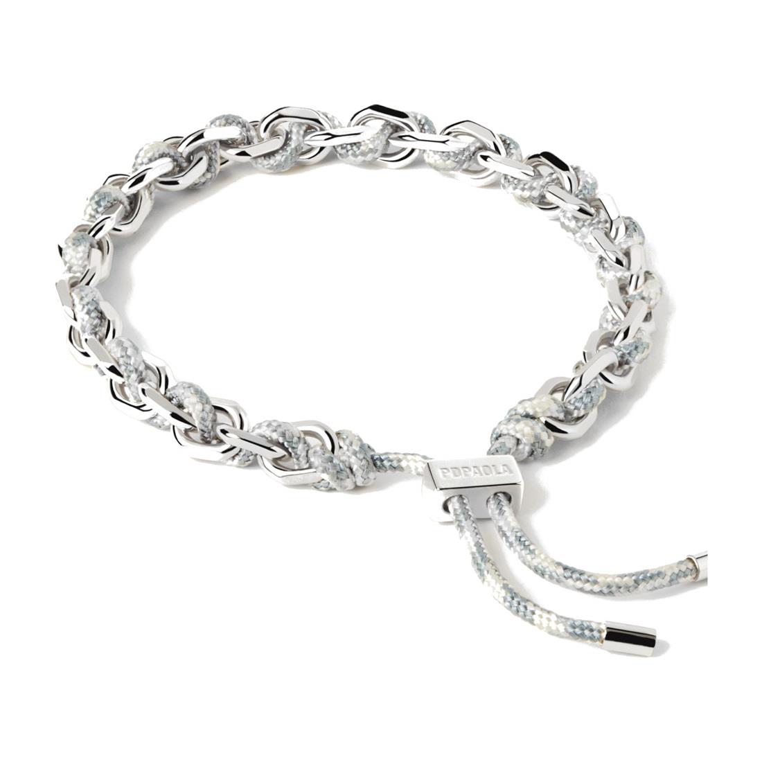 Rope bracelet in silver with gray and white rope - PDPAOLA