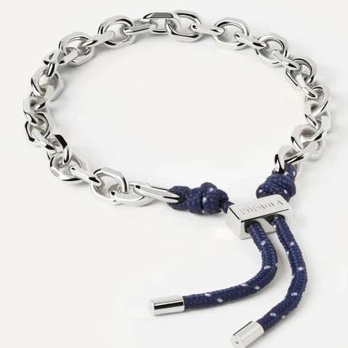 Rope bracelet in silver with midnight rope in the closure - PDPAOLA