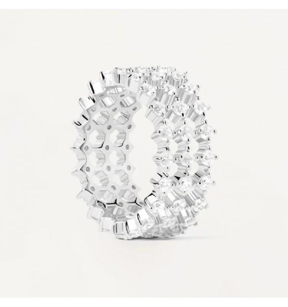 Essentials Dumbo band ring in silver with cubic zirconia - PDPAOLA