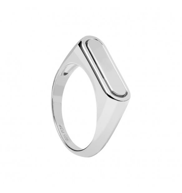 Essentials Ribbon ring in silver with flat oval base - PDPAOLA
