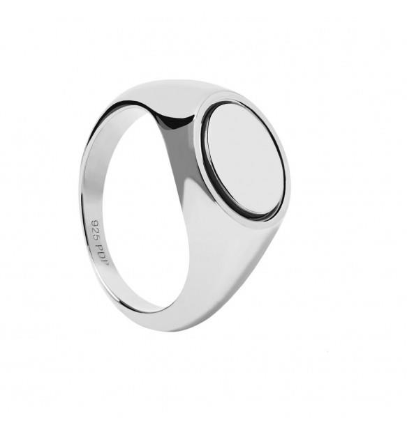 Essentials Stamp ring in silver with flat oval base - PDPAOLA