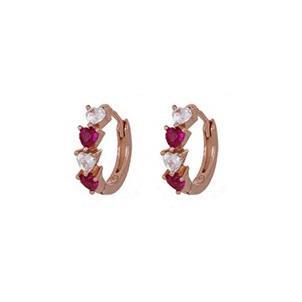Roller Love hoop earrings in silver and white and red zircons - CUORI MILANO