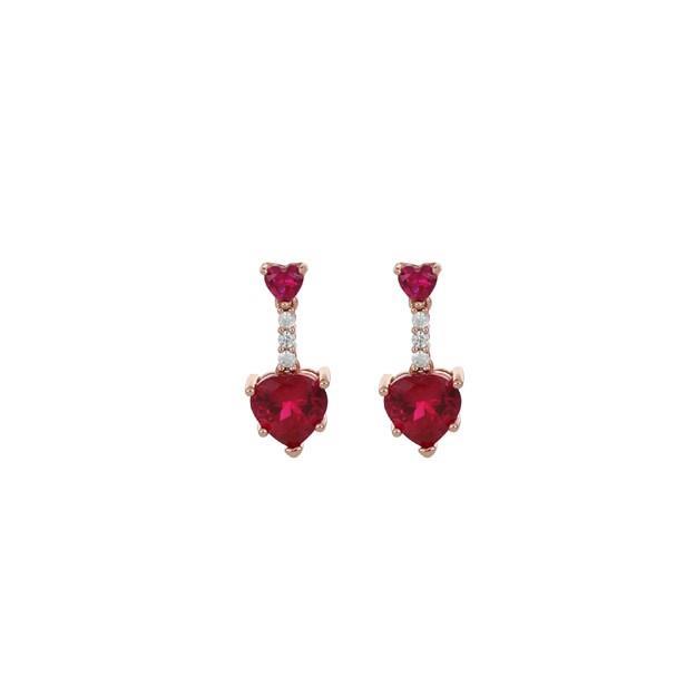 Pendant earrings Insieme in silver with white and red zircons - CUORI MILANO