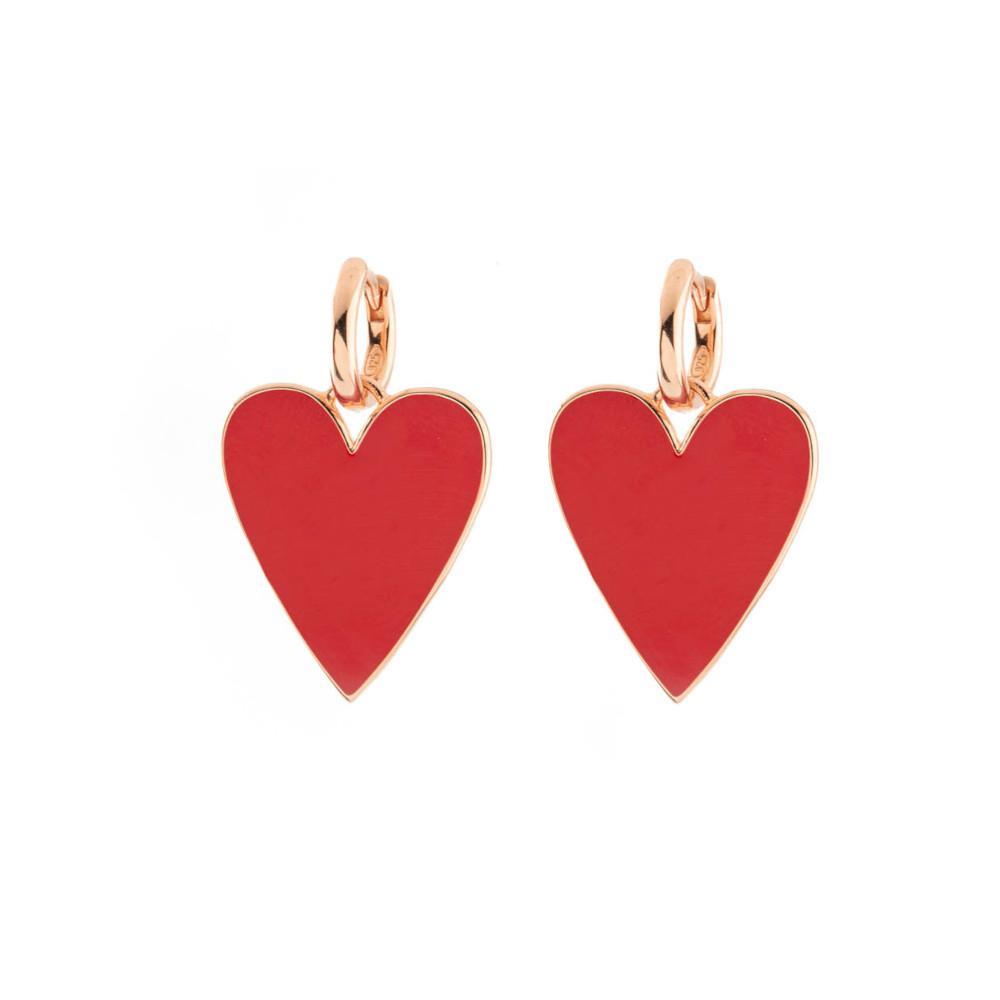 Pendant earrings in silver and red enamel - CUORI MILANO