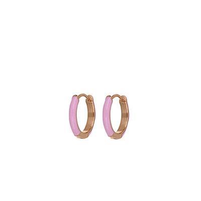 Barbie Girl silver hoop earrings with pink enamel - CUORI MILANO