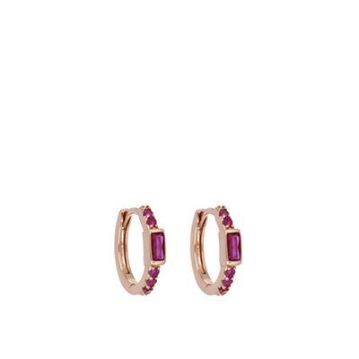 Beach Sunset hoop earrings in silver with red zircons - CUORI MILANO