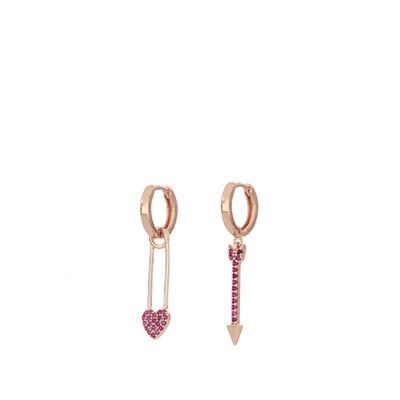 Free Love hoop earrings in silver with red zircons - CUORI MILANO
