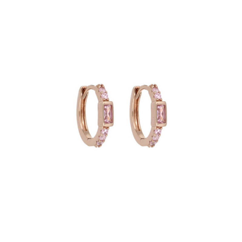 Orecchini a cerchio Pink Sunrise in argento e zirconi - CUORI MILANO