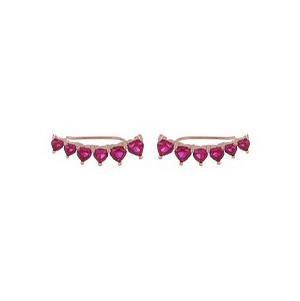 Heart Rain hoop earrings in silver and red zircons - CUORI MILANO