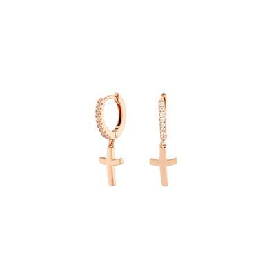 Like A Prayer hoop earrings in silver with pendants with zircons - CUORI MILANO