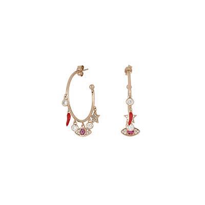 Buena Suerte hoop earrings in silver with zircons - CUORI MILANO