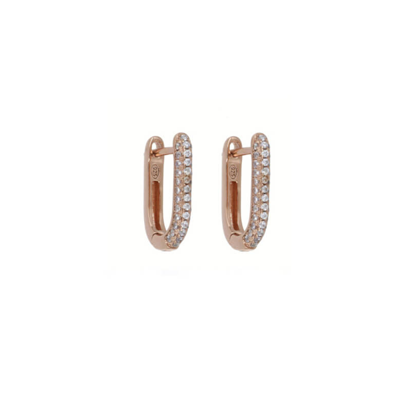 Ultra Crystal hoop earrings in silver with white zircons - CUORI MILANO