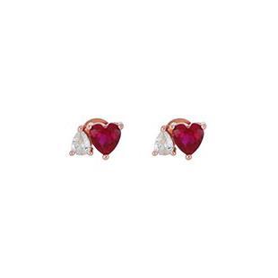 Insieme earrings in silver with white and red zircons - CUORI MILANO
