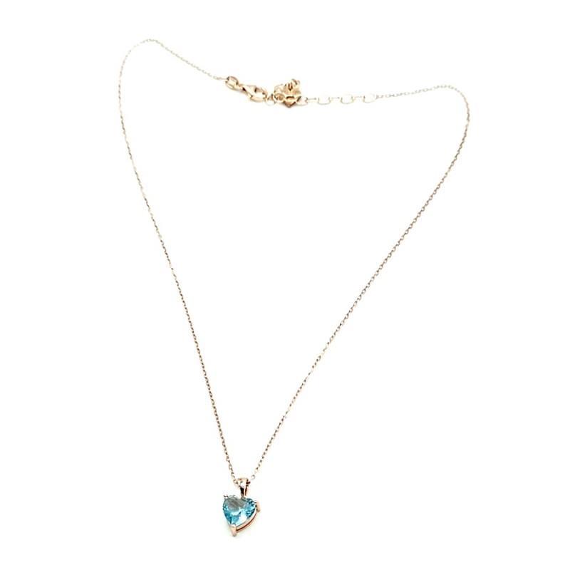 Necklace in pink silver with blue zircon - CUORI MILANO