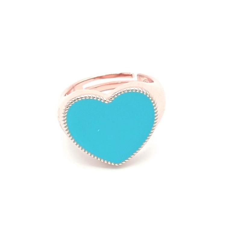 Baby Blue ring in silver and turquoise enamel - CUORI MILANO