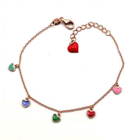 Toy-Heart colored enamel and silver bracelet - CUORI MILANO
