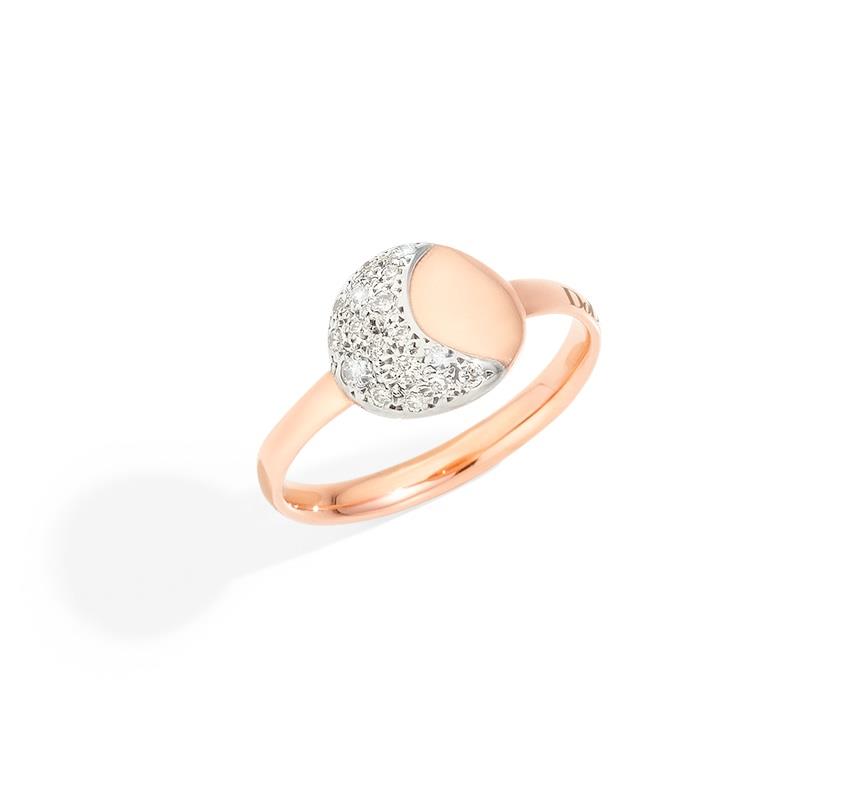 Moon & Sun ring in 9kt rose gold and diamonds - DODO