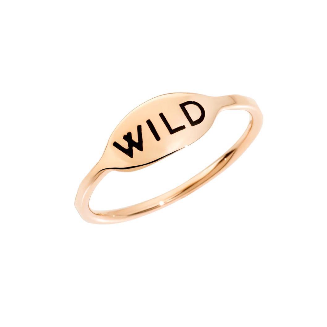 Anillo de oro rosa con escritura Wild - DODO