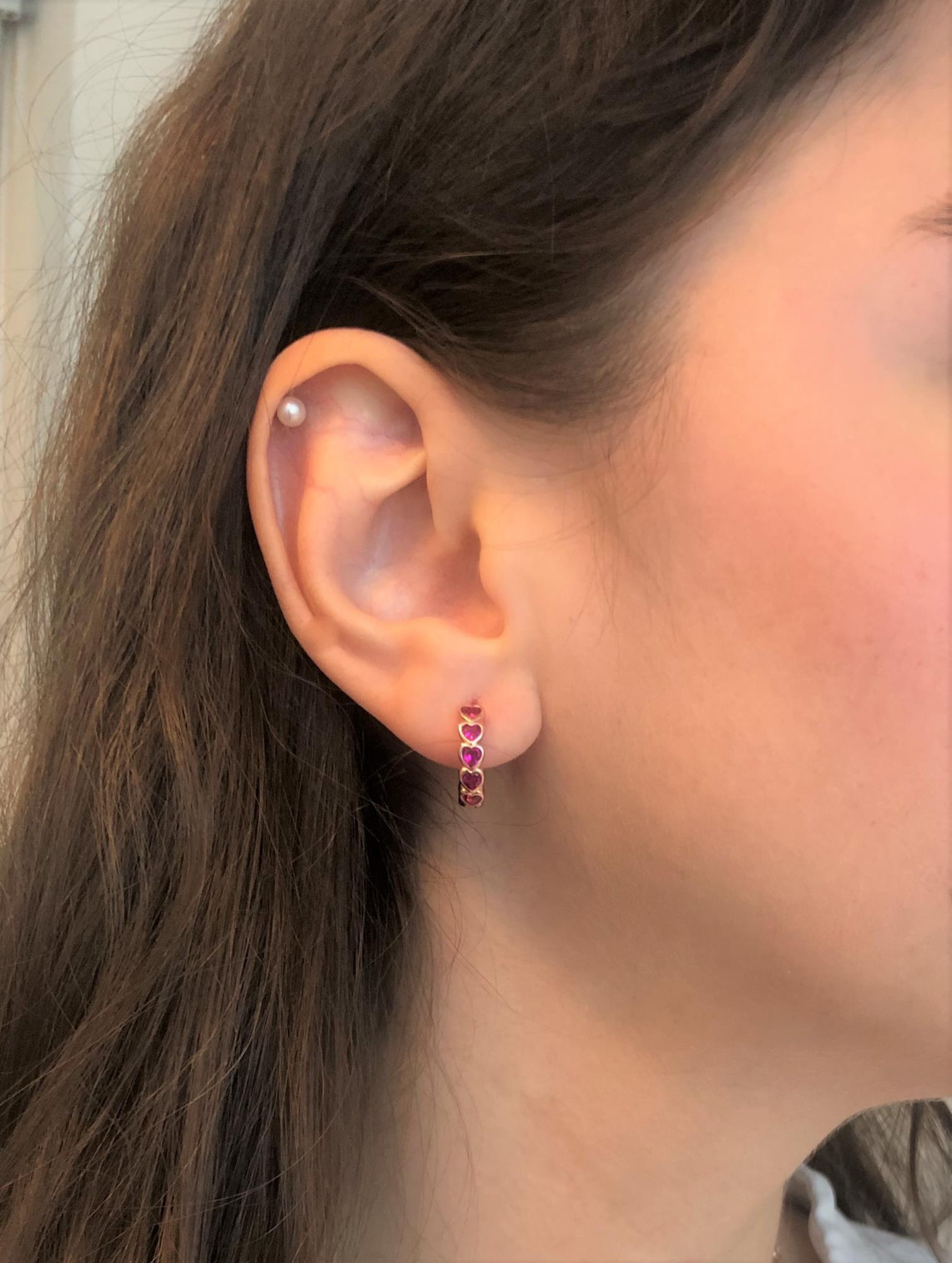 Hoop earrings in rosy silver with zircons - CUORI MILANO