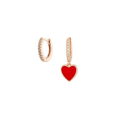 Self-Love silver hoop earrings with white zircons and red enamel - CUORI MILANO