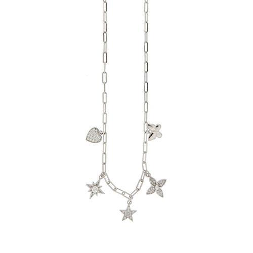 Bloom silver necklace with white zircons - CUORI MILANO