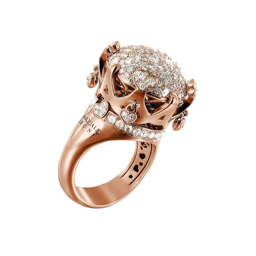 Corona Sissi ring in red gold with diamonds - PASQUALE BRUNI