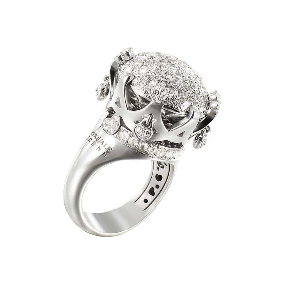 Corona Sissi ring in white gold with diamonds - PASQUALE BRUNI