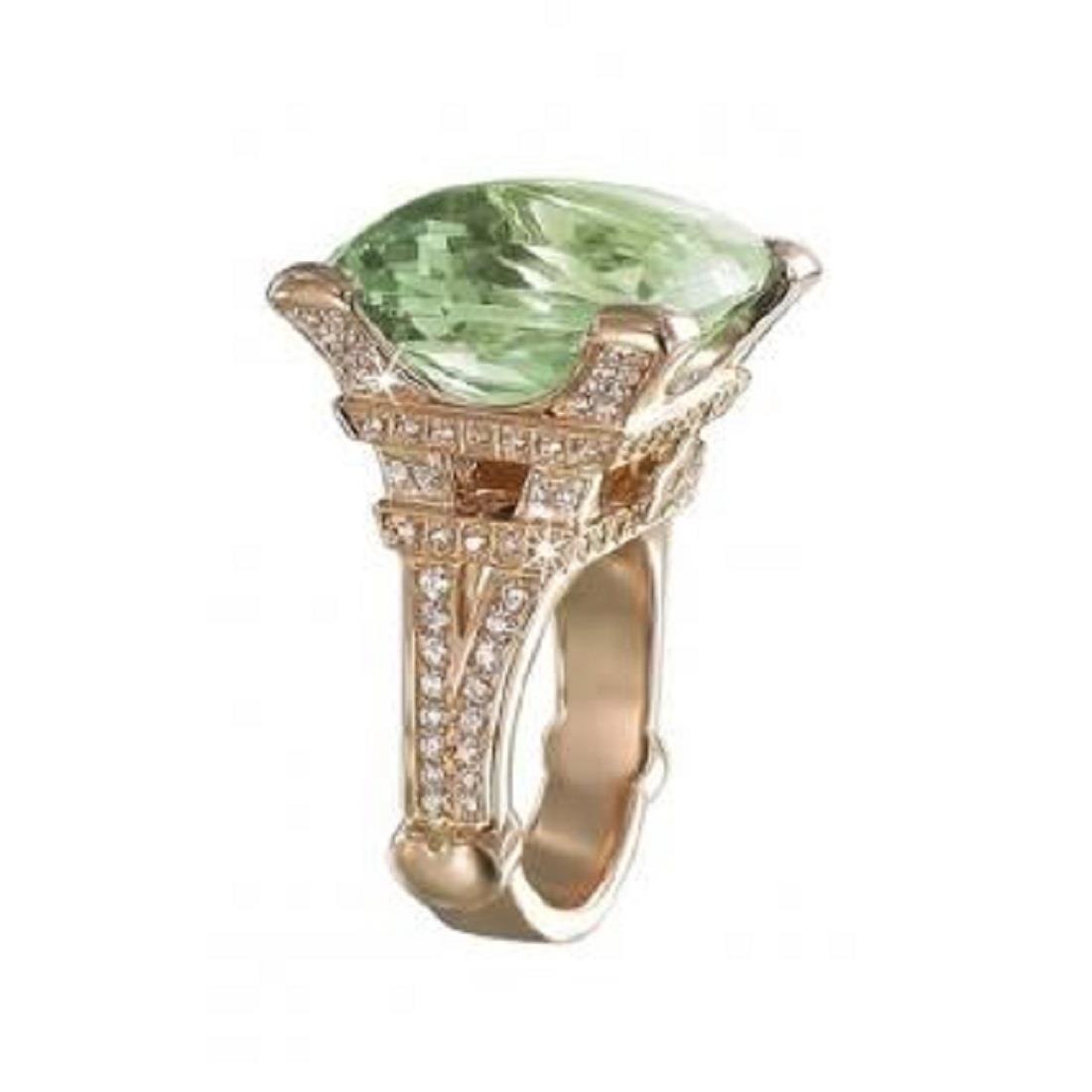 Madame Eiffel ring in red gold with diamonds and green quartz - PASQUALE BRUNI