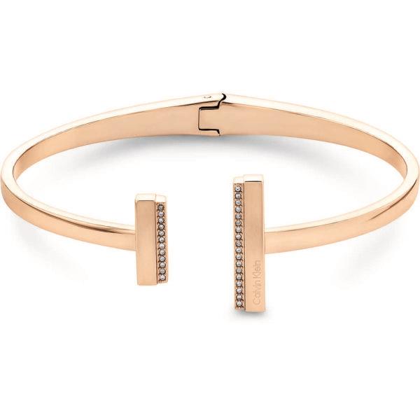 Brazalete semirrígido en acero rosa. - CALVIN KLEIN