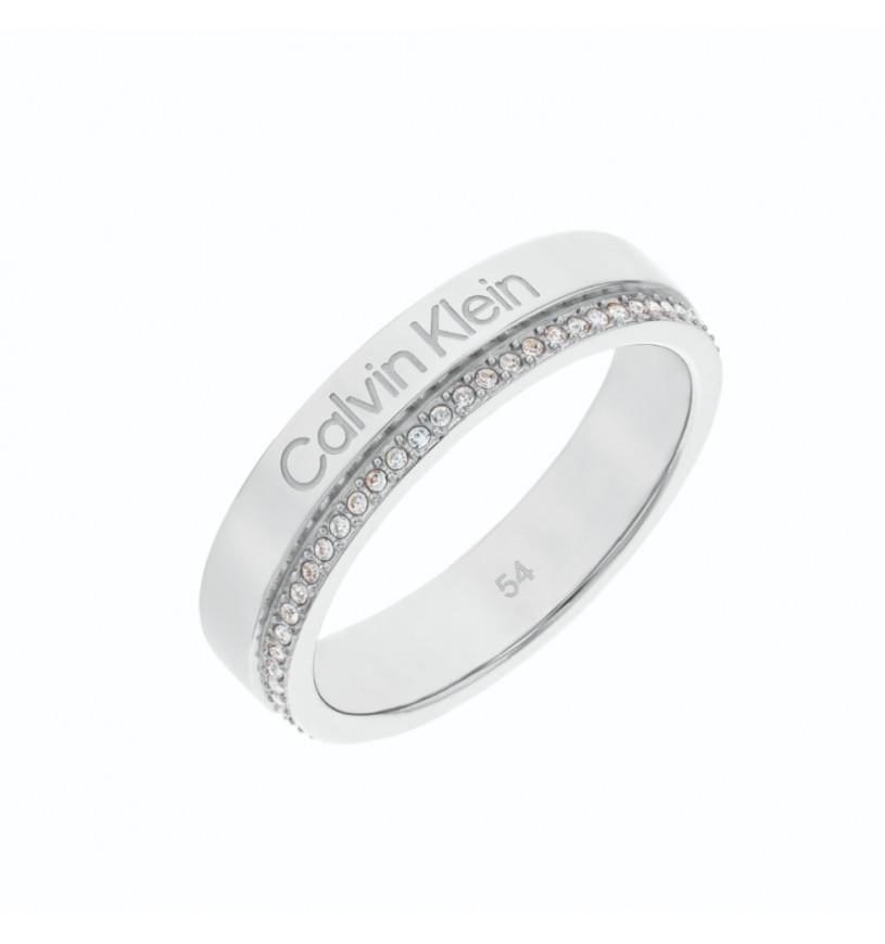 Anillo de mujer de acero con circonitas. CALVIN KLEIN Luxury Zone