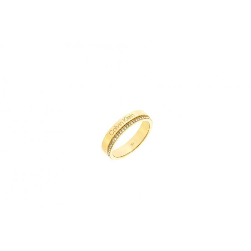 Anillo de mujer en acero dorado con circonitas. - CALVIN KLEIN