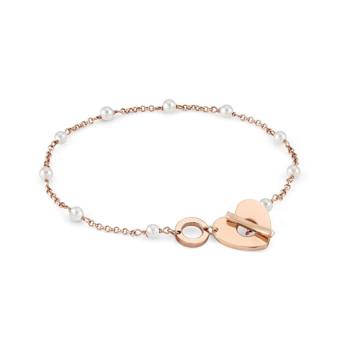 BRACCIALE MON AMOUR IN ACCIAIO E ARG 925 ROSATO.CON CUORE. LUNGHEZZA 15 CM - NOMINATION