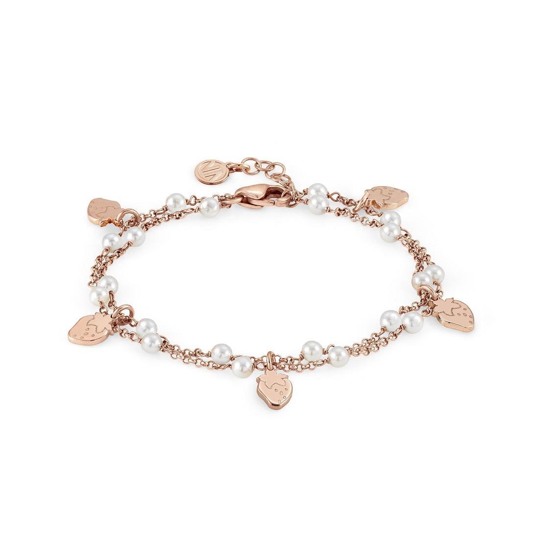 Mon Amour bracelet in pink steel with pearls and strawberries - NOMINATION