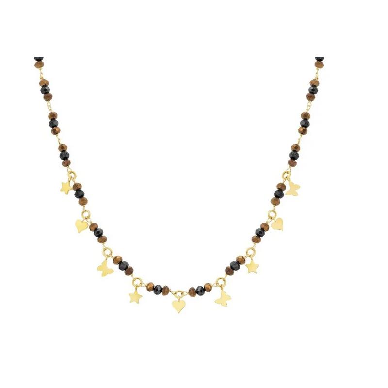 Mon Amour necklace in golden steel with pendants and beads - NOMINATION