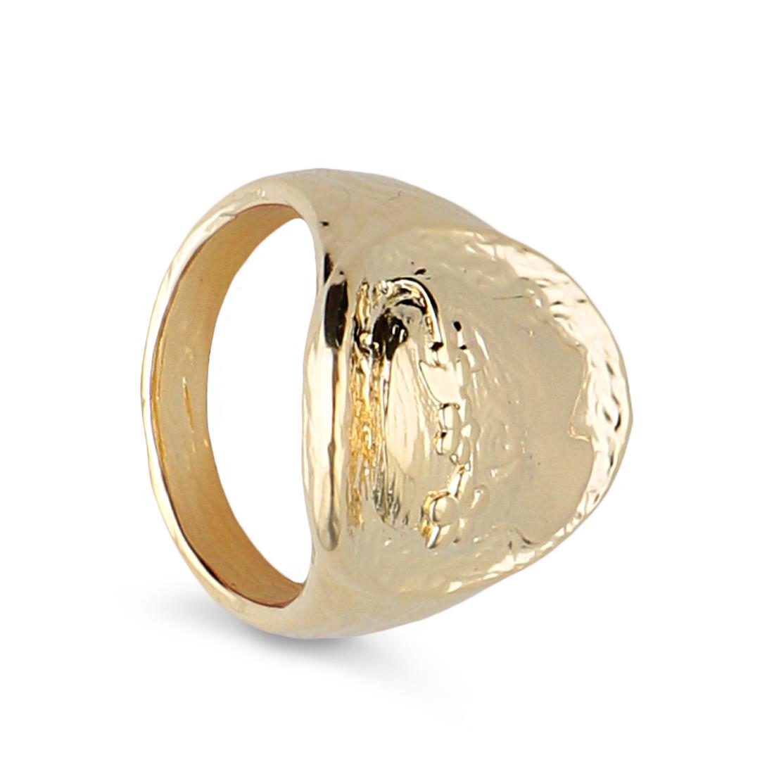 Anillo de Bronce Chapado en Oro de 18kt con Diseño de Moneda - TOSCANA BY ETRUSCA