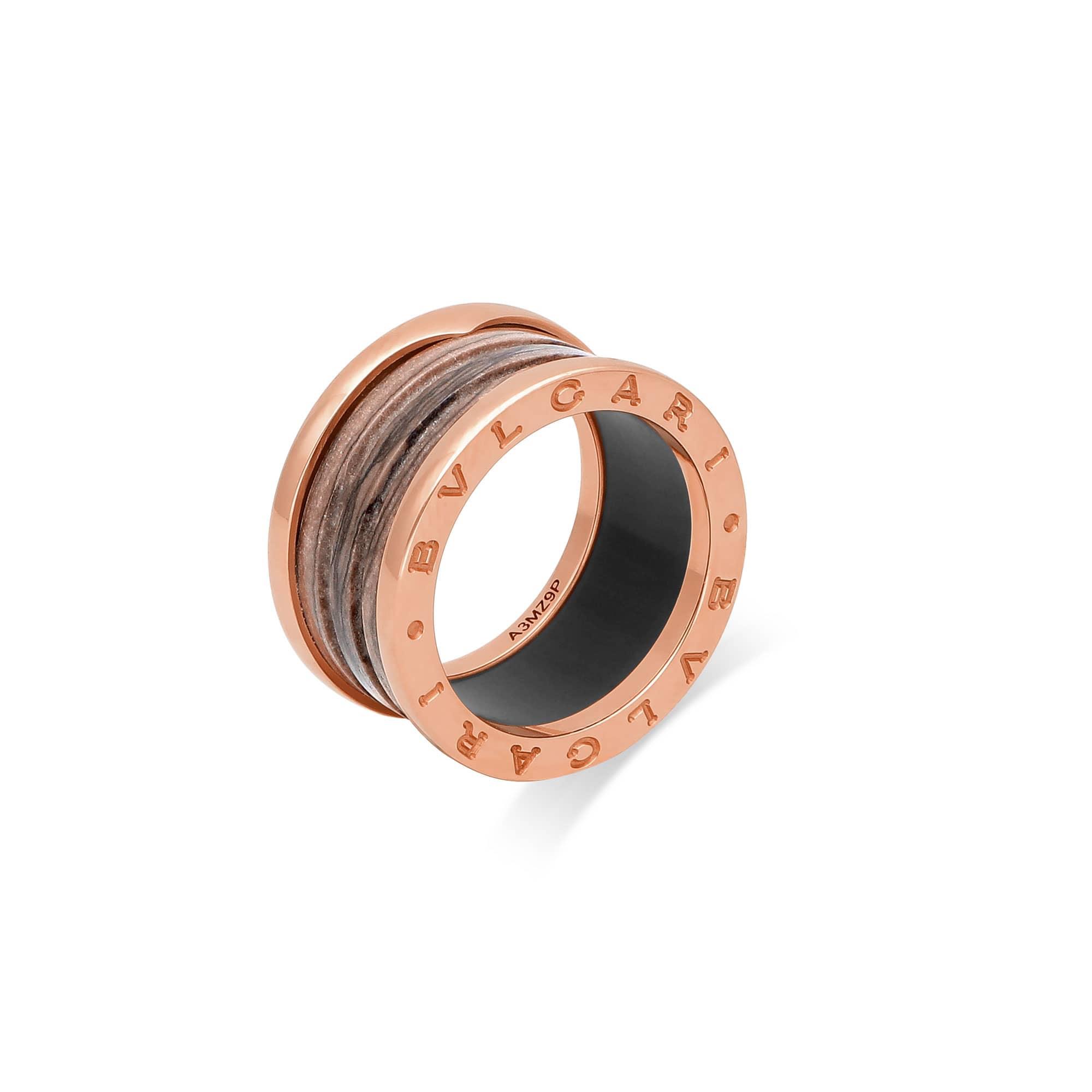 Anello B.Zero1 in oro e marmo marrone - BULGARI