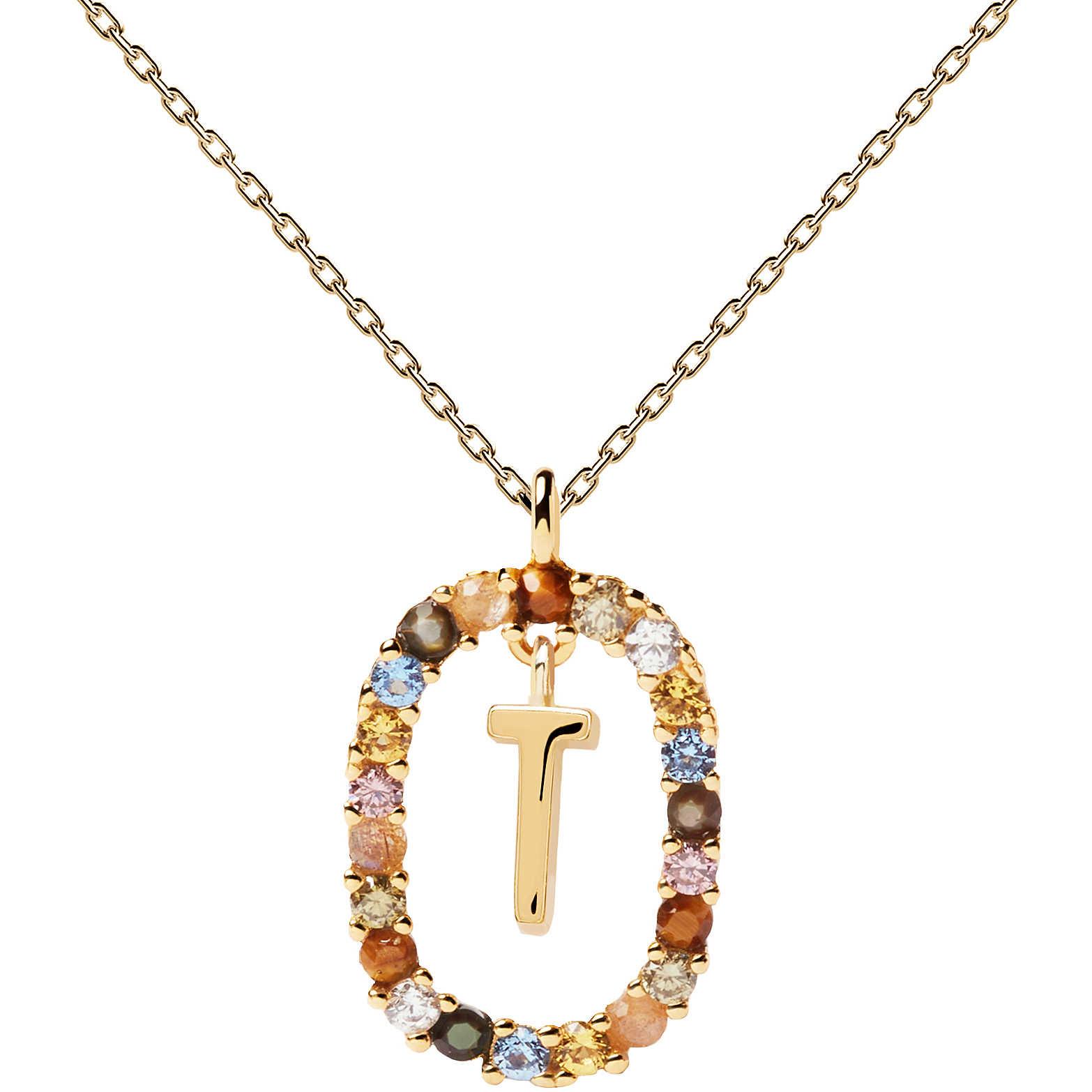 New Letters T necklace in silver - PDPAOLA